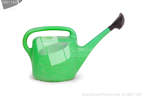 Image of Green old plastic watering can