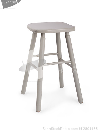 Image of Old wooden grey stool isolated