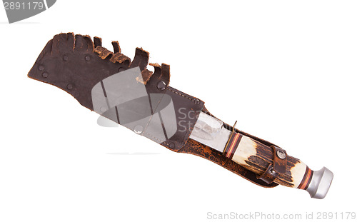 Image of Very old bowie knife isolated