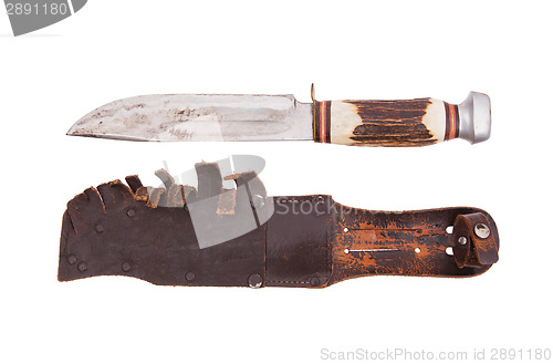 Image of Very old bowie knife isolated
