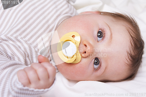 Image of Baby girl looks into the camera