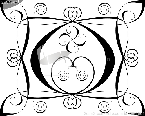 Image of Design background with hearts and spirals on white