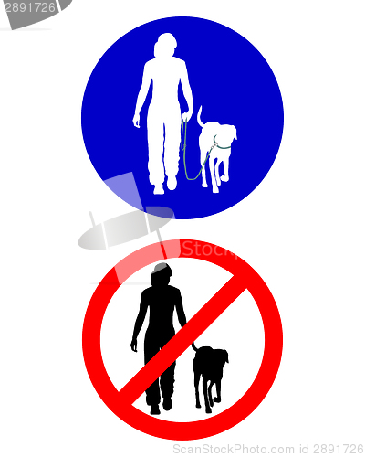 Image of Traffic signs for walking with a dog