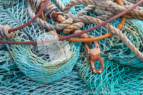 Image of Abstract background with a pile of fishing nets