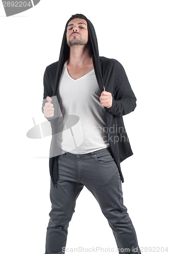 Image of Young cute guy in the hood