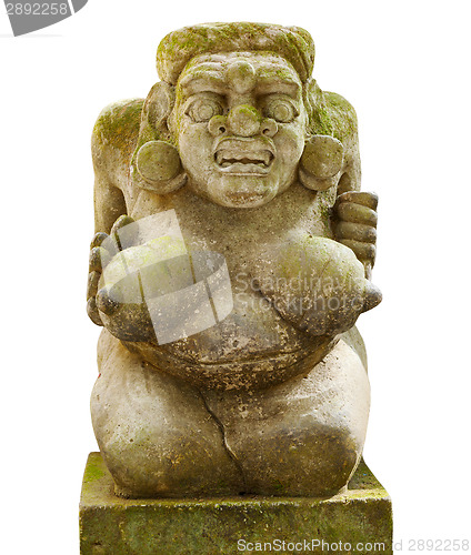 Image of Stone naked woman with big breasts from Bali island isolated on 