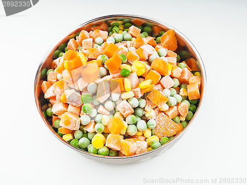 Image of Frozen vegetables in steel bowl