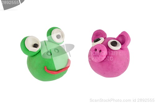 Image of Frog and pig made of plasticine