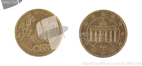Image of Fifty euro cent on white background
