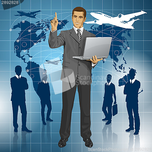 Image of Vector Business Man Shows Something With Finger