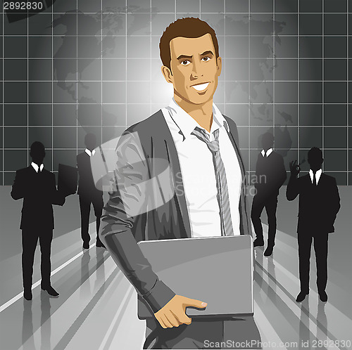 Image of Vector Businessman With Laptop