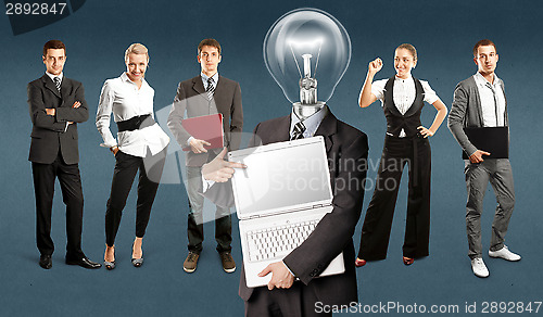 Image of Business Team With Lamp Head