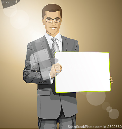 Image of Vector Business Man with Empty Write Board