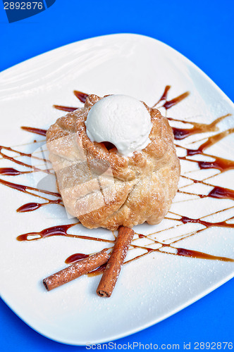 Image of apple strudel with ice cream