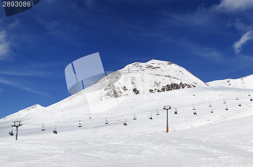 Image of Panorama of ski resort at sunny winter day