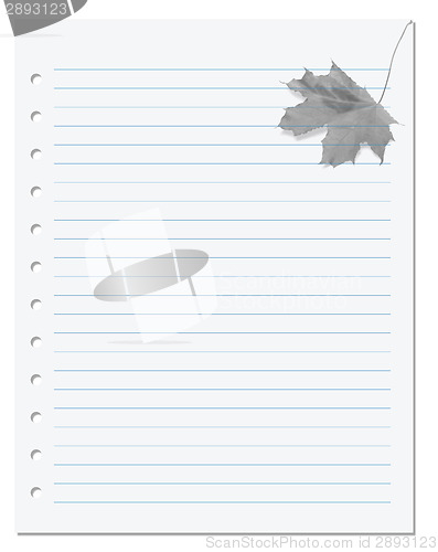 Image of Notebook paper with maple-leaf at background