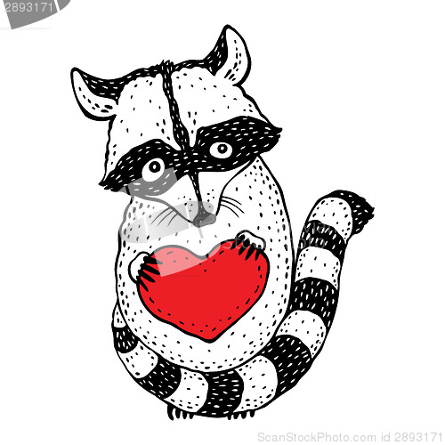 Image of Raccoon carrying a heart.