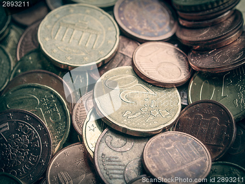 Image of Retro look Euro coins background