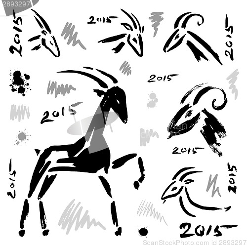 Image of Goat 2015 set. New year Symbol.