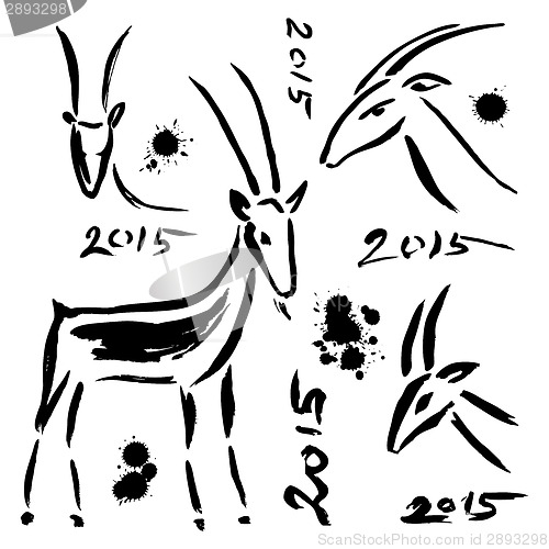 Image of Goat 2015 set. New year Symbol.