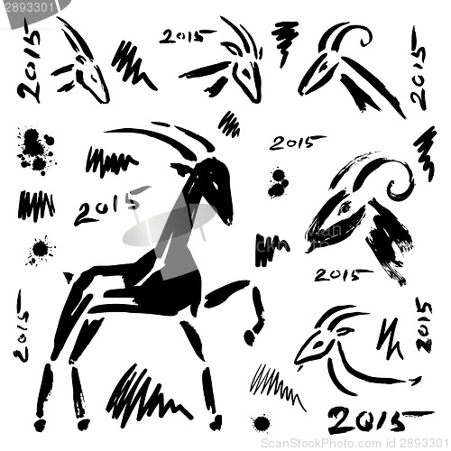 Image of Goat 2015 set. New year Symbol.