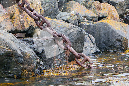 Image of Heavy chain disappearing in the dark water