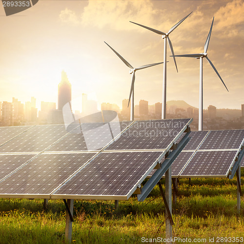 Image of solar panels under sky