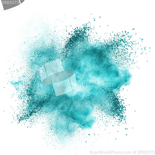 Image of Blue powder explosion isolated on white