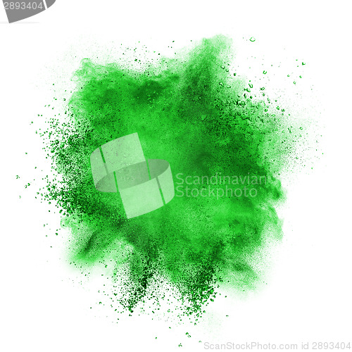 Image of Green powder explosion isolated on white