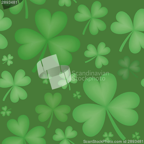 Image of Seamless Pattern of Shamrock Shapes of Varying Sizes