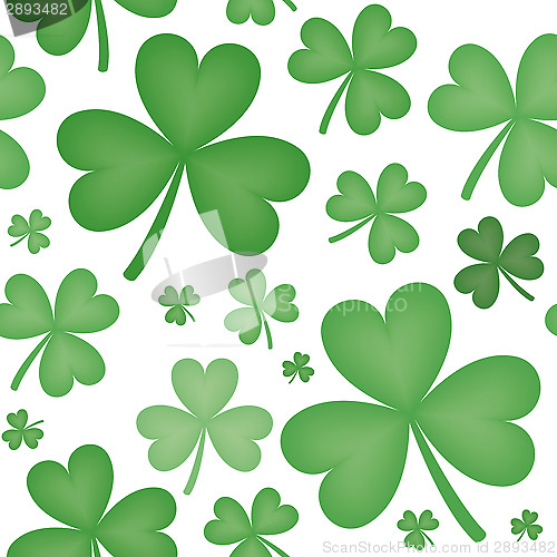 Image of Seamless Pattern of Shamrock Shapes of Varying Sizes