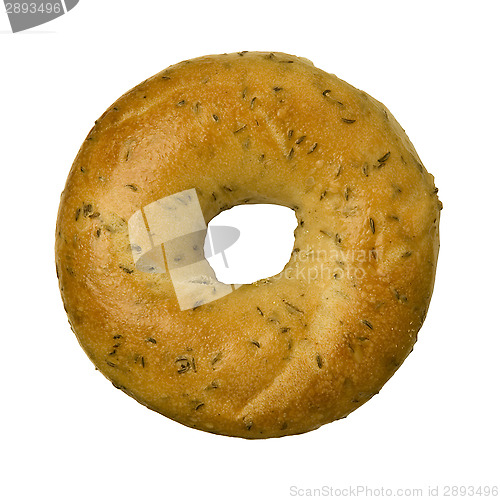 Image of Rye Caraway Seed Bagel against White