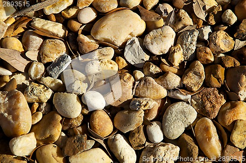 Image of river stones with leaves background