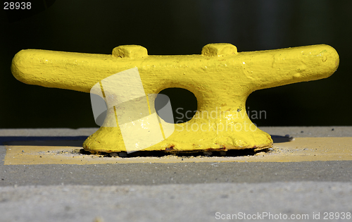 Image of Yellow mooring post