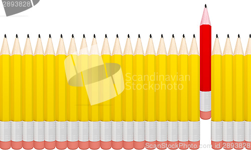 Image of 3D render of detailed pencil isolated on white background.