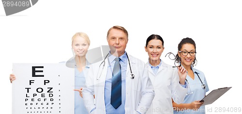 Image of smiling eye doctors and nurses