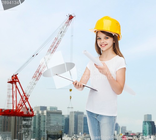 Image of smiling little girl in protective helmet