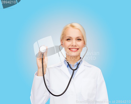 Image of smiling female doctor with stethoscope