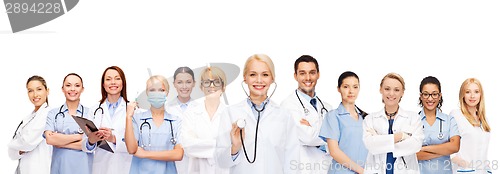 Image of team or group of female doctors and nurses