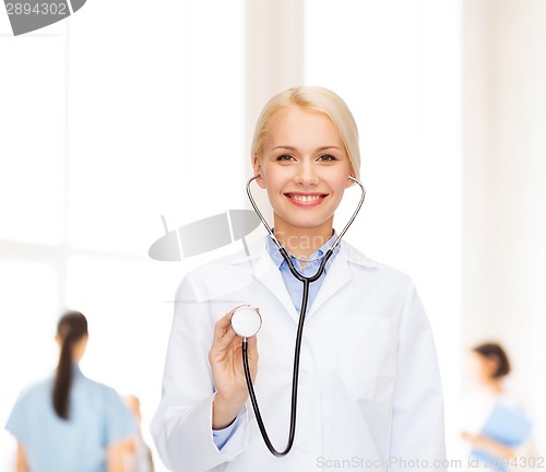 Image of smiling female doctor with stethoscope