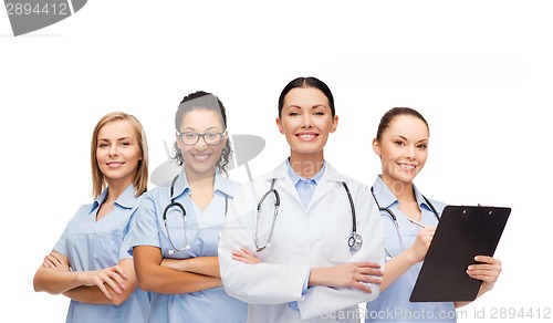 Image of team or group of female doctors and nurses