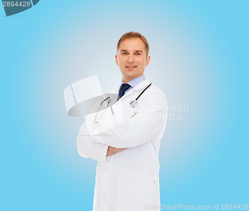 Image of smiling male doctor with stethoscope