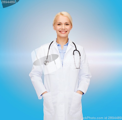 Image of smiling female doctor with stethoscope