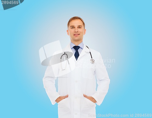 Image of smiling male doctor with stethoscope