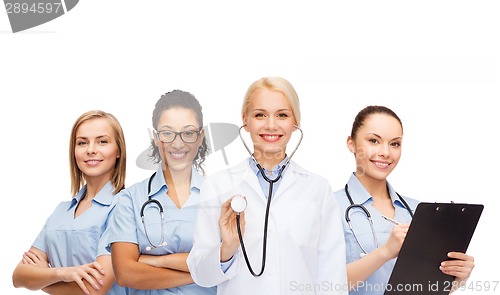 Image of team or group of female doctors and nurses