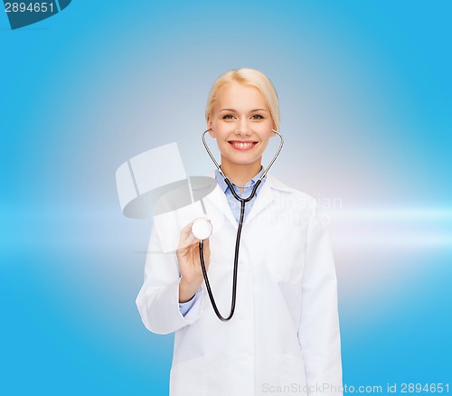 Image of smiling female doctor with stethoscope