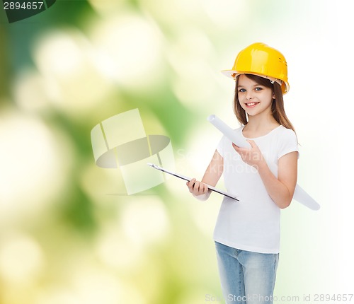 Image of smiling little girl in protective helmet