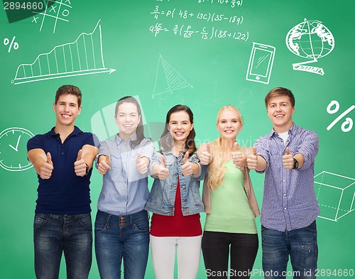 Image of group of smiling students showing thumbs up