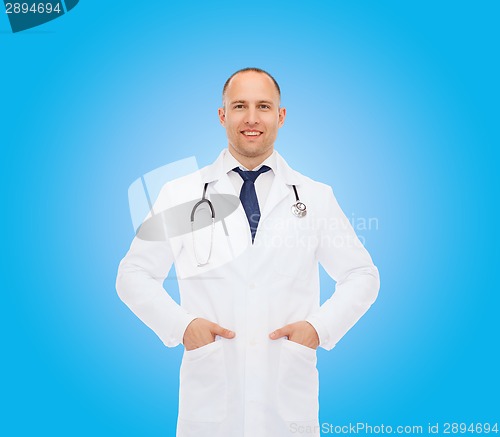 Image of smiling male doctor with stethoscope