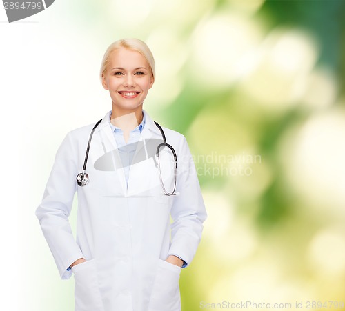 Image of smiling female doctor with stethoscope